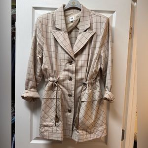 CABI taupe and brown windowpane blazer